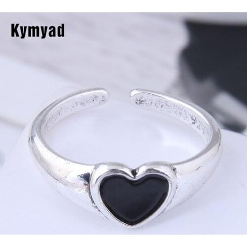 Kymyad Korean Trendy Vintage Copper Rings For Women Bijoux Antique Silver Ring Jewelry Hip Hop Rock Rings Punk Womens Ring