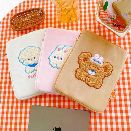 Milkjoy New 10.5 11inch Bear Mac Ipad Case Holder Korea Cute Girls IPad Pouch Bags Shockproof Tablet Sleeve
