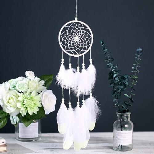 Fashion Fluorescence Dreamcatcher Noctilucous Wind Chimes Feather Hanging Pendant Ornament