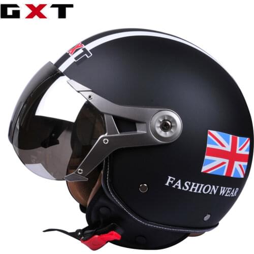 Genuine GXT motorbike Moto 3/4 leather Helmet Men Vintage Motorcycle Helmets Bike Bicycle Helmets Scooter Women retro Helmet