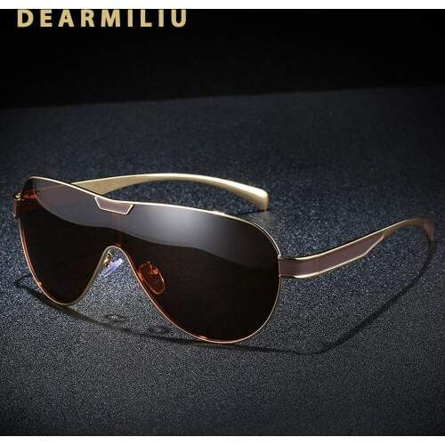 DEARMILIU New Retro Mens Polarized Sunglasses Men Driving Pilot One lens Oversized Sun Glasses uv400 Gafas De Sol shades Women