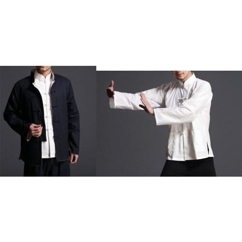 Male kung fu top traditional Tang suits wing chun clothesMartial arts uniforms reversible tai chi jacketshirts 2pcs/set