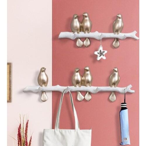 American Animal Cute Bird Wall Hanger Resin Ornaments Home Livingroom Clothes Hook Wall Mural Deoartion Porch Furnishing Crafts