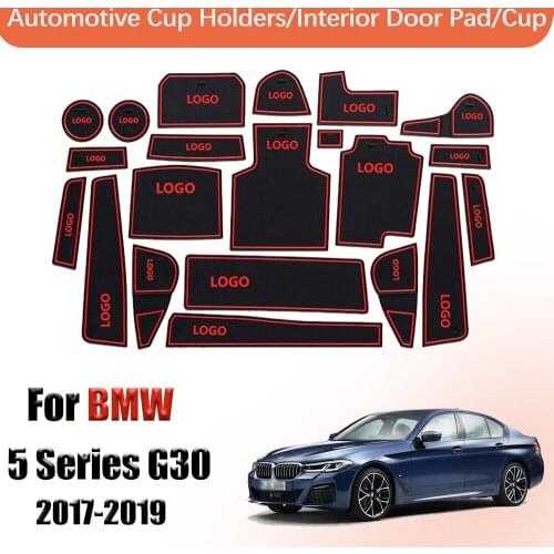 Door groove mat non slip door slot cup mat For BMW 5series G30 2017 2018 2019 accessories rubber cup mat door mat cup