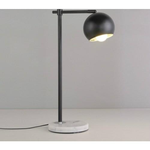 Nordic Light Luxury Marble Base Iron Art Desk Lamp Study Room Book Light Bedroom Beside Lamps Office Table Decor LED E27 Bulbs