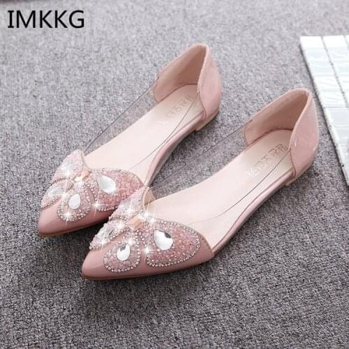 Women Flats 2018 New Spring Flat Shoes Pointed Soft Bottom Sexy Sandals Fashion Shoes Rhinestone Bows for Girls Q302