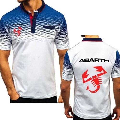 New 2021Summer Mens Short sleeve for Abarth Car Logo printing Cotton Gradient Crew neck Short Sleeve casual Mens polo shirt K