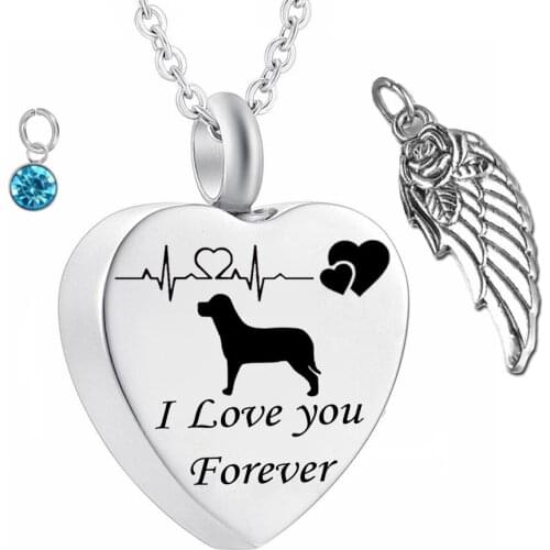Pet dog Necklace for Ashes Memorial Cremation Necklace Electrocardiogram stainless steel Memorial Jewelry Pendant