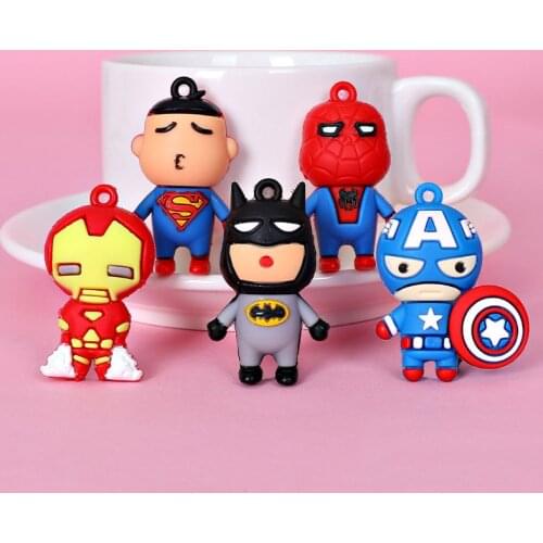 Marvel Avengers Doll Iron Man Keychain batman Pendant Car Key Chain spiderman Soft Rubber Figures Gift