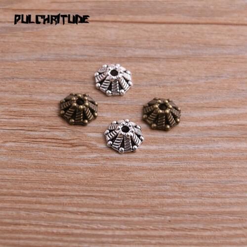 60pcs 5*11*11mm Two Color Bead Caps Charm Hollow MINI Flower Pendants Jewelry Accessories DIY Receptacle Charms