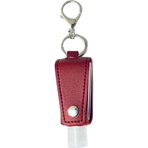 Clear Empty Bottle Hand Sanitizer Container with Faux Leather Keychain Holder