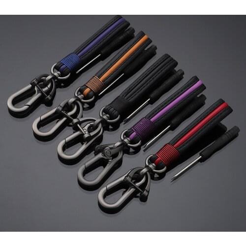 Luxury Genuine Leather Lanyard car keychain. Male and female leather Gunmetal Buckle key ring. Motorcycle keychain Gift Chaveiro