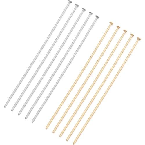 100pcs Stainless Steel Flat Head Pin Silver Tone Gold Color 15 20 25 30 35 40 45 50MM Headpin Needle Earring Findings 21 Gauge