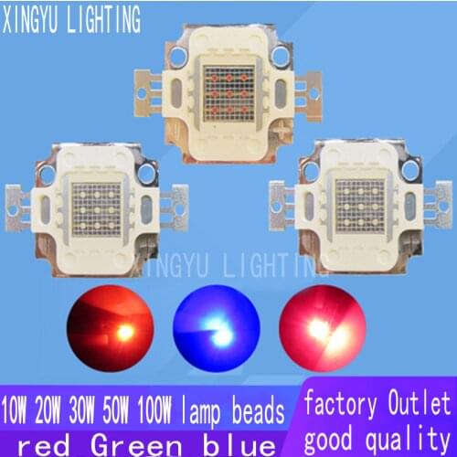 50W high-power LED integrated lamp beads 10W 30 watts 100W red, green and blue cast light lamp board light source Taiwan chip