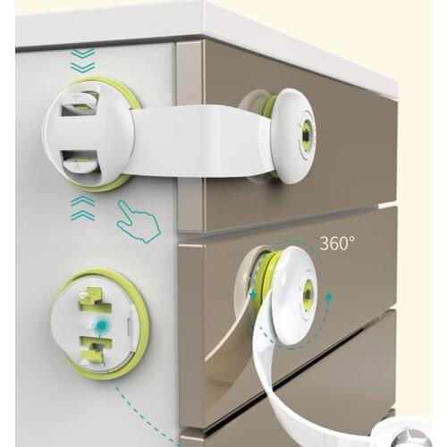 Cabinet Drawer Fridge 360 Rotation Adhesive Children Baby Safety Lock Latches