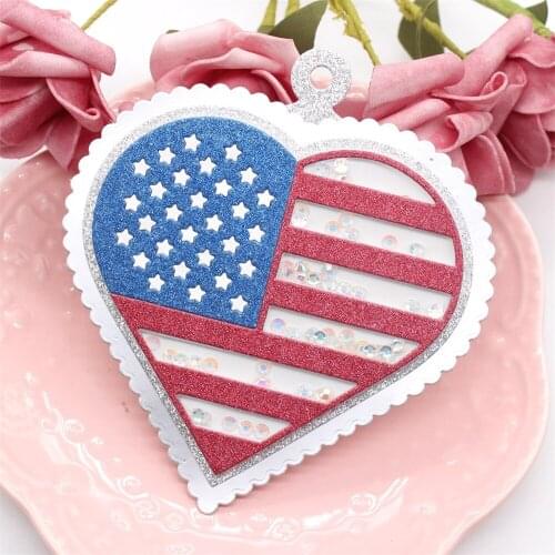 ZFPARTY American Flag Heart Metal Cutting Dies Stencils for DIY Scrapbooking Decorative Embossing DIY Paper Cards