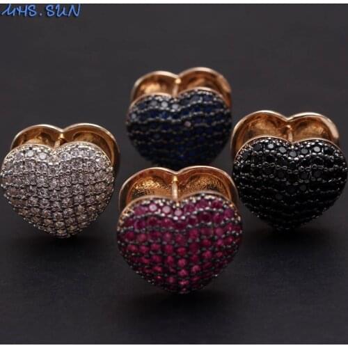 MHS.SUN Newest Elegant Cubic Zircon Earrings Red/White/Blue CZ Heart Earrings For Women Fashion Jewelry Valentines day Gift