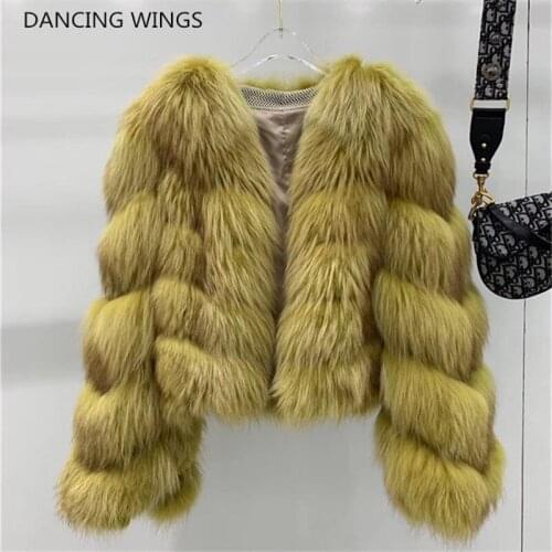 Women Real red fox fur coat jacket overcoat lady fashion winter warm genuine natural fur luxury outwear