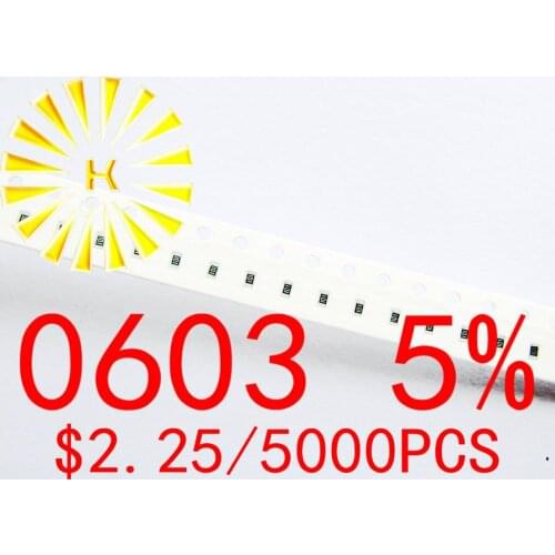 0603 5% Chip Resistors 0.01-0.092R 0.1-0.91R 0R 1R-10M 1/10W SMD Resistor x 5000PCS