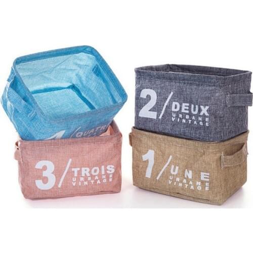 1PC Laundry Box Cotton And Linen Handle Desk Debris Storage Basket Fashion Style Convinence Holder Jewelry Cosmetic Box OK 0444