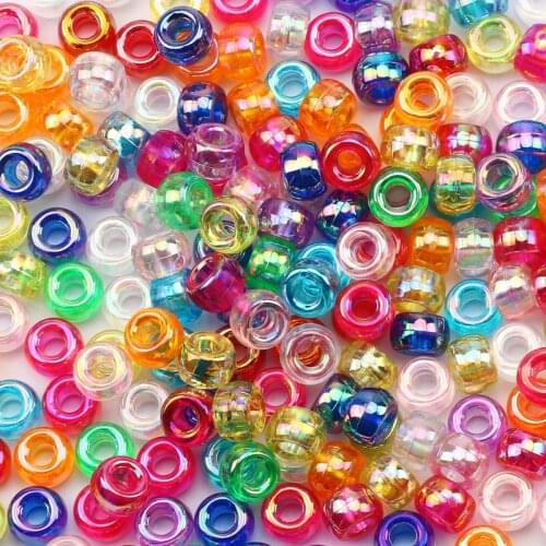 100Pcs 6*9mm Colorful Clear AB Big Hole Spacer Acrylic Beads Handmade Garment Beads For Diy Clothing Sewing Crafts Accessorie