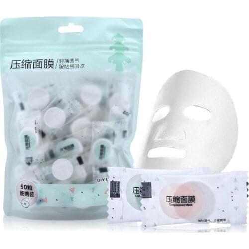 50pcs/bag Ultra-Thin Moisturizing Disposable Compressed Facial Mask Cotton Facial Sheet DIY Face Skin Care Wrapped Masks Paper
