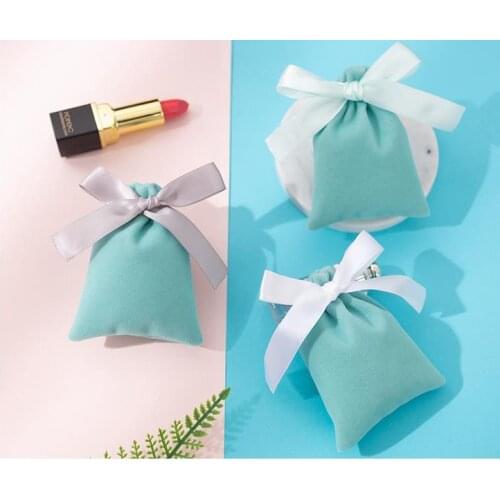 7x9cm Multicolor Ribbon Drawstring Velvet Pouch Sachet Gift Bag Jewelry Wedding Candy Packaging Bags
