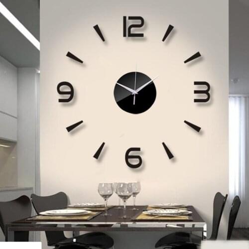 2020 the new 3 d wall stick fashionable sitting room wall clock mirror quartz clock diy home decoration clock peel sticker reloj