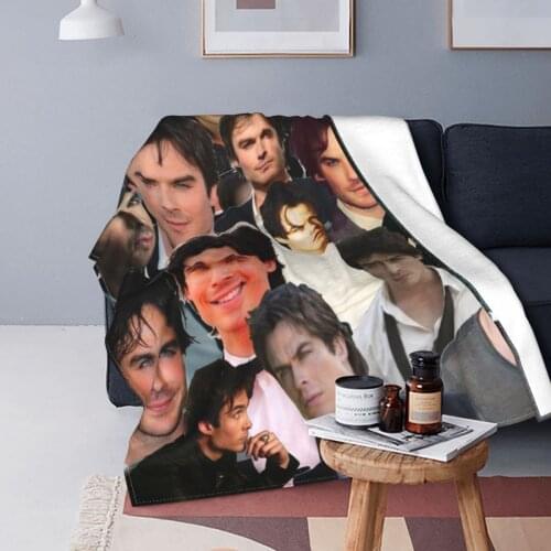 Ian Somerhalder Photo Collage Blankets Velvet Spring/Autumn Actor Model Warm Throw Blankets for Home Outdoor Rug Piece