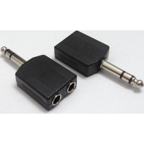 Free shipping 6.35 connector headset connector one turn to two audio plug 6.5mm connector audio extender