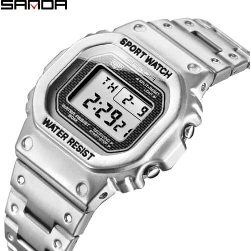 SANDA Men Fashion G style Sport Watch Men Digital Watches Waterpoof Alarm Clock Stainless Electronic Men Watches reloj hombre