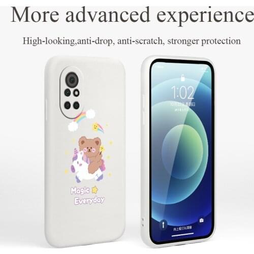 Long Bread Rabbit Phone Case For Huawei Nova8 8Pro 8SE Nova 7 7Pro 7SE 6 6se 5 5Pro 5Z 5I 5Ipro 5T 4 4E Liquid Silicone Cover