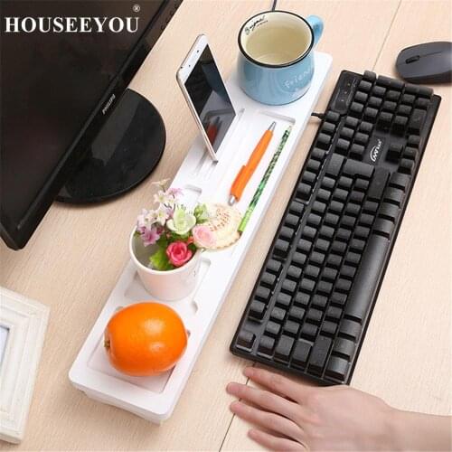 Wooden Tabletop Storage Shelf Multi-Functional Keyboard Sorting Rack Phone Holder Desktop Stationery Organizer for Home Office