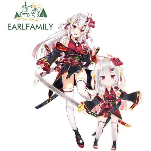 EARLFAMILY 13cm x 10.5cm for Nakiri Ayame Hololive Vinyl Car Stickers Waterproof Sunscreen Decal Auto Refrigerator Car Styling