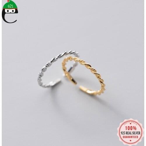 ElfoPlataSi Real 925 Sterling Silver Fashion Sweet INS Twist Adjustable Ring For Women Wedding Valentines Day Jewelry DD955