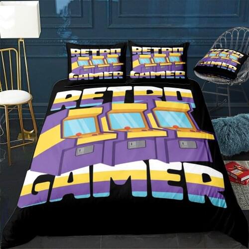 Retro Gamer Gaming Arcad Duvet Cover Twin/Queen/King Size Luxury Comforter Bedding Set With Pillowcase Home Bed Decora