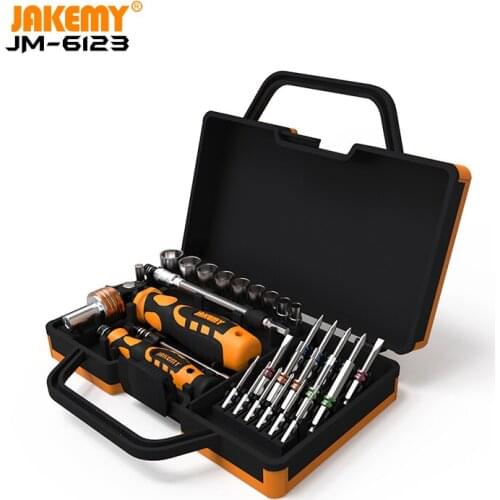 JAKEMY JM-6123 Original 31 In 1Multi-function Combination Color Ring Hardware Hand Electric Ratchet Screwdriver Set Repair Tool