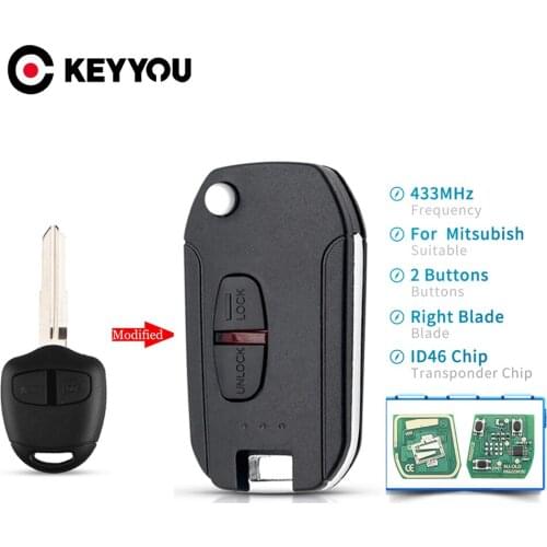 KEYYOU 2/3 Buttons 433 MHz ID46 Chip MIT11 MIT8 Uncut Blade Remote Car Key Fit For Mitsubishi Outlander Lancer EVO Colt Mirage