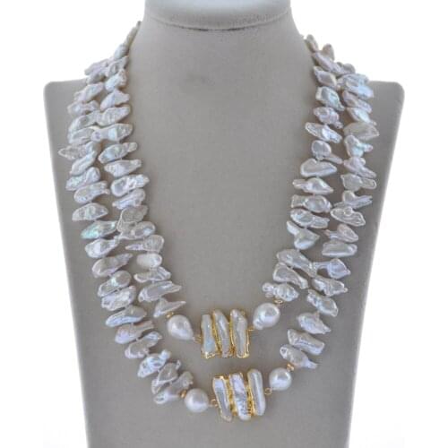 MCT·STAR Z10425 28" 20mm White Dens Biwa Freshwater Pearl Gold-Plating Necklace