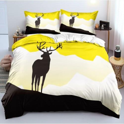 3D Bed Linens Comforter Cover Sets Pillow Cases Set White Full King Queen Double Full Twin Size Animal Custom Deer Bedclothes