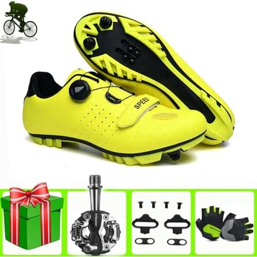 Self-locking Cycling Shoes Sapatilha Ciclismo Mtb Men Sneakers Women Bicycle Self-locking PU Upper Breathable Mountain Bike
