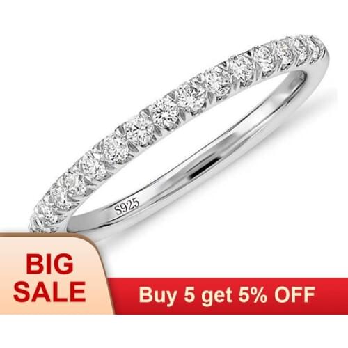 Original Classic AAA CZ Zircon Finger Ring Real Solid 925 Sterling Silver Wedding Rings for Women Engagement Jewelry