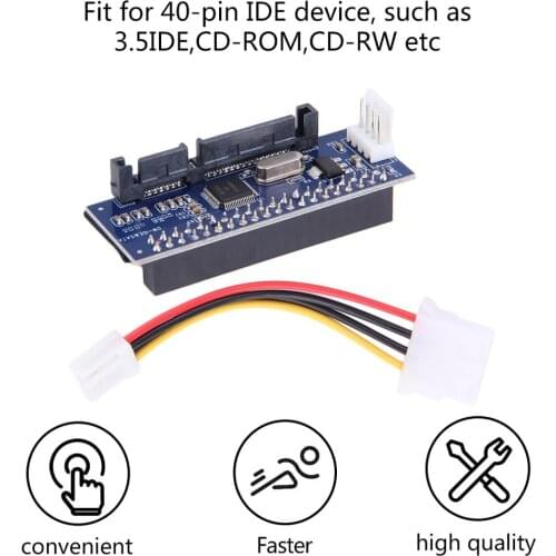 3.5 HDD IDE/PATA to SATA Converter Card Adapter for IDE 40-pin HardDrive Disk DVD Burner to SATA 7pin Data Motherboard Cable