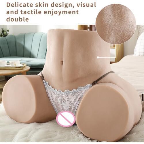 Top Quality 15kg 3D Realistic Silicone Big Ass sex doll real vagina anal pussy Dual channel Male masturbator Masturbate for men