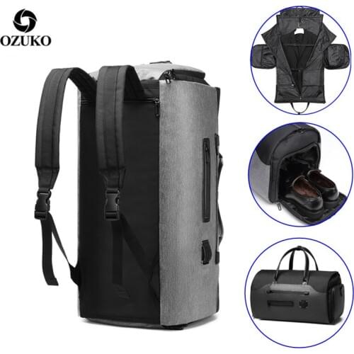 OZUKO Backpack Man Travel Bag Multifunction Men Suit Storage Large Capacity Luggage Handbag Male Waterproof Travel Duffel Bag