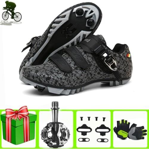Self-Locking Sapatilha Ciclismo Mtb Cycling Shoes Gloves Mountain Bike Men Sneakers Women Add Pedals Breathable Racing Bicicleta