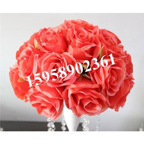 20cm 10pcs/lot watermelon red-New Arrivals Silk Kissing Rose Flowers Ball for Wedding Party Decoration Several Colors Available