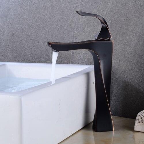 Bathroom Basin Faucets Black Bronze Finish Brass Sink faucet Single Hole Cold and Hot Water Tap Basin Faucet Mixer Taps Torneira