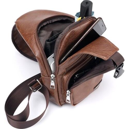 BISI GORO Men PU Leather Crossbody Bag Messenger Bag Multifunction Leisure Travel Outdoor Sport Retro Shoulder Bags 2021 For Men