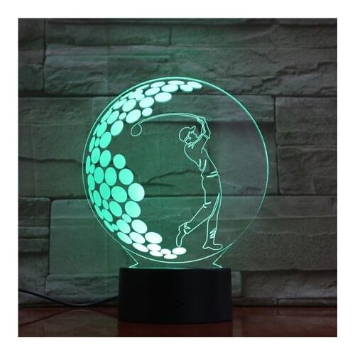 3D Illusion Led Desk Lamp Sport Play Golf Touch Sensor Color Changing Nightlight Kids Child Study Room Decor Night Light 1700